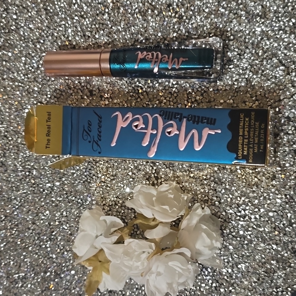 🌟HP🌟🧚‍♀️THE REAL TEAL Too Faced DISCONTINUED Melted Metallic Lip NWT - Picture 6 of 8
